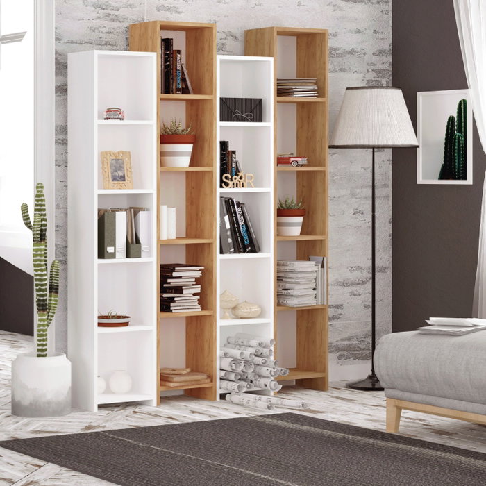 Hanah Home Estantería Semm Roble y Blanco